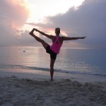 Yoga on the beach in Cayman – standing balance